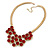 Red Glass Crystal Bib Necklace In Gold Plated Metal - 42cm L/ 7cm Ext - view 6