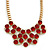 Red Glass Crystal Bib Necklace In Gold Plated Metal - 42cm L/ 7cm Ext - view 3