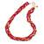 Deep Pink/ Orange/ Gold Plaited Necklace - 42cm L/ 7cm Ext - view 5