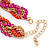 Deep Pink/ Orange/ Gold Plaited Necklace - 42cm L/ 7cm Ext - view 4