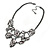 Black/ White Zebra Print Bib Style Statement Necklace In Black Tone Metal - 39cm L/ 7cm Ext/ 8cm Bib - view 7