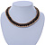 Statement Woven Black Silk Cord with Black Crystals, Matt Gold Chunky Chain Choker Necklace - 35cm L/ 8cm Ext - view 2