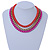 Magenta/ Brushed Gold/ Orange Square Link Layered Necklace with Magnetic Closure - 43cm L - view 2