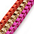 Magenta/ Brushed Gold/ Orange Square Link Layered Necklace with Magnetic Closure - 43cm L - view 6