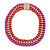 Magenta/ Brushed Gold/ Orange Square Link Layered Necklace with Magnetic Closure - 43cm L - view 5