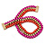 Magenta/ Brushed Gold/ Orange Square Link Layered Necklace with Magnetic Closure - 43cm L - view 7