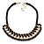Statement Black Glass Bead, Clear Crystal Silk Black Cord Necklace - 42cm L/ 7cm Ext - view 3
