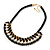 Statement Black Glass Bead, Clear Crystal Silk Black Cord Necklace - 42cm L/ 7cm Ext - view 6