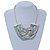 Light Green/ Grey Silk Cord Knot Pendant with Snake Style Chain Necklace In Silver Tone - 47cm L/ 8cm Ext - view 6