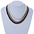 Black/ Brushed Gold/ White Square Link Layered Necklace with Magnetic Closure - 43cm L - view 2