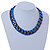Chunky Gun Metal Oval Link with Blue Silk Ribbon Necklace - 42cm L/ 7cm Ext - view 2