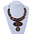 Statement Resin Stations Snake Pattern Amber Style Stone Collar Necklace In Gold Tone - 42cm L/ 8cm Ext - view 2