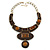 Statement Resin Stations Snake Pattern Amber Style Stone Collar Necklace In Gold Tone - 42cm L/ 8cm Ext - view 7