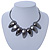 Black Brushed and Polished Nugget Necklace In Gun Metal - 38cm L/ 8cm Ext - view 2