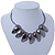 Black Brushed and Polished Nugget Necklace In Gun Metal - 38cm L/ 8cm Ext - view 6