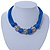 Chunky Multistrand Blue Waxed Cord with Silver Tone Rings Necklace, with Magnetic Closure - 42cm L - view 2
