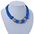 Chunky Multistrand Blue Waxed Cord with Silver Tone Rings Necklace, with Magnetic Closure - 42cm L - view 6