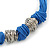 Chunky Multistrand Blue Waxed Cord with Silver Tone Rings Necklace, with Magnetic Closure - 42cm L - view 3