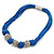 Chunky Multistrand Blue Waxed Cord with Silver Tone Rings Necklace, with Magnetic Closure - 42cm L - view 7