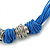 Chunky Multistrand Blue Waxed Cord with Silver Tone Rings Necklace, with Magnetic Closure - 42cm L - view 8
