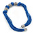 Chunky Multistrand Blue Waxed Cord with Silver Tone Rings Necklace, with Magnetic Closure - 42cm L - view 9