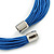 Chunky Multistrand Blue Waxed Cord with Silver Tone Rings Necklace, with Magnetic Closure - 42cm L - view 4