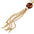 Long Tassel with Black and Brown Resin Bead Necklace In Gold Tone Metal -  60cm L/ 15cm Tassel - view 8