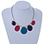 Purple/ Teal/ Pink Enamel Circle  Wire Cord Necklace In Gold Tone - 40cm L/ 7cm Ext - view 3
