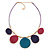 Purple/ Teal/ Pink Enamel Circle  Wire Cord Necklace In Gold Tone - 40cm L/ 7cm Ext - view 6
