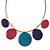 Purple/ Teal/ Pink Enamel Circle  Wire Cord Necklace In Gold Tone - 40cm L/ 7cm Ext - view 2
