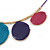 Purple/ Teal/ Pink Enamel Circle  Wire Cord Necklace In Gold Tone - 40cm L/ 7cm Ext - view 4