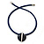 Dark Blue Round Enamel Pendant with Leather Cord with Magnetic Closure - 43cm L - view 6