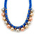 Blue Silk Cord With Gold/ Silver/ Rose Gold Balls Choker Necklace - 42cm L/ 5cm Ext - view 3