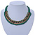 Grass Green Woven Silk Cord Emerald Green Crystal with Gold Chain Necklace - 42cm L/ 8cm Ext - view 2