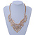 Statement Filigree V Shape Necklace In Gold Tone Metal - 46cm L/ 8cm Ext - view 2