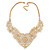Statement Filigree V Shape Necklace In Gold Tone Metal - 46cm L/ 8cm Ext - view 8