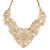 Statement Filigree V Shape Necklace In Gold Tone Metal - 46cm L/ 8cm Ext - view 6