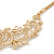 Statement Filigree V Shape Necklace In Gold Tone Metal - 46cm L/ 8cm Ext - view 4