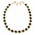 Statement Bezel Set Emerald Green Glass Bead Necklace In Gold Plating - 44cm L/ 7cm Ext - view 5