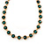 Statement Bezel Set Emerald Green Glass Bead Necklace In Gold Plating - 44cm L/ 7cm Ext - view 6