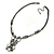 Victorian Style Grey/ Clear Glass Stone V Shape Necklace In Black Tone Metal - 42cm L/ 7cm Ext - view 8