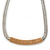 Silver Tone Thick Snake Chain With Gold Tone Textured Tubular Pendant Necklace - 43cm L/ 7 Ext - view 6