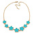 Cyan Blue Enamel Floral Necklace In Gold Tone - 40cm L/ 8cm Ext - view 6