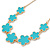 Cyan Blue Enamel Floral Necklace In Gold Tone - 40cm L/ 8cm Ext - view 3