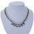 Statement Light Silver Mesh Chain Clear Crystal, Grey Glass Stone Necklace - 40cm L/ 7cm Ext - view 2