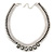 Statement Light Silver Mesh Chain Clear Crystal, Grey Glass Stone Necklace - 40cm L/ 7cm Ext