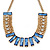 Statement Blue/ Clear Acrylic Bead Chunky Chain Necklace In Gold Tone Metal - 52cm L/ 7cm Ext - view 7