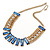 Statement Blue/ Clear Acrylic Bead Chunky Chain Necklace In Gold Tone Metal - 52cm L/ 7cm Ext - view 8