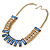 Statement Blue/ Clear Acrylic Bead Chunky Chain Necklace In Gold Tone Metal - 52cm L/ 7cm Ext - view 9