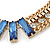 Statement Blue/ Clear Acrylic Bead Chunky Chain Necklace In Gold Tone Metal - 52cm L/ 7cm Ext - view 4